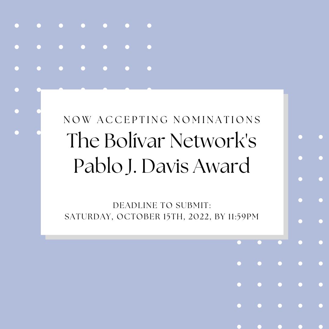 Image of flyer advertising the Pablo J. Davis Award