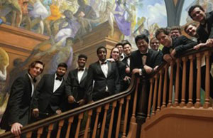 Glee Club members in Old Cabell Hall