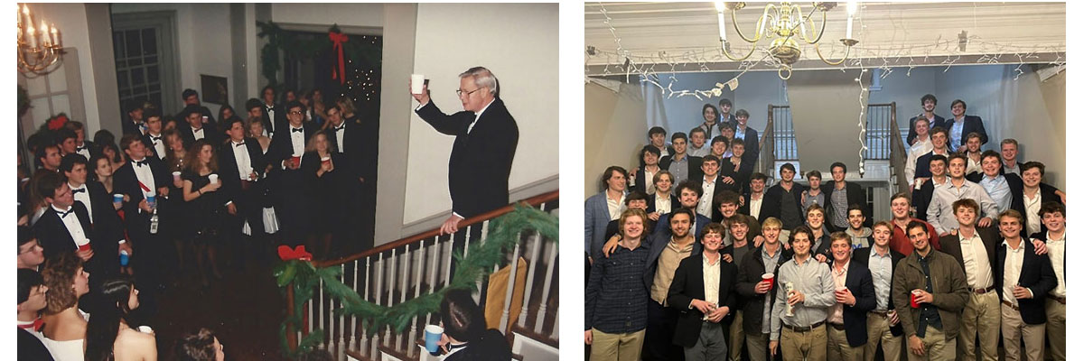 Images of past Kappa Sigma events taking place on the grand staircase