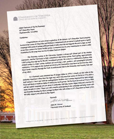 Letter from Dean Groves