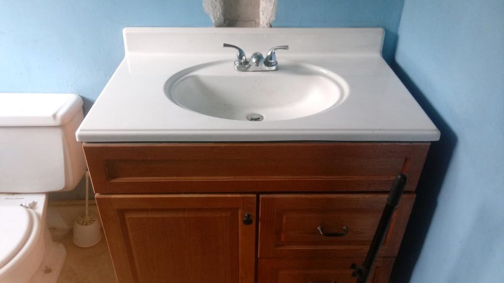 New sink in pit bathroom