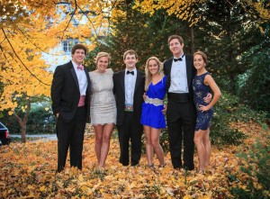 Fourth years (from left) Tori Kreher, Liesel von Gontard and Austin Settle pose for pictures with their dates.