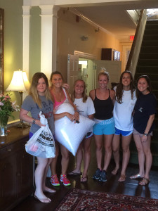 Margaret Pederson, Lila King, Lily Hutchinson, Nati Lerch, Meredith Lawrence and Bayley Wood ’17 excited for their year in the house!