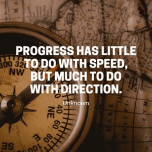 Progress has little to do with speed, but much to do with direction. - Unknown