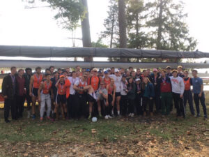 Group photo of the rowing team at the bald eagle invitational